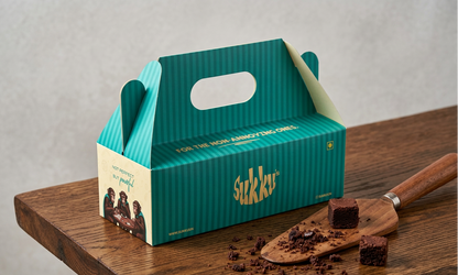 Box of 3 fudgy chocolate brownies dessert gift box from Sukku's Brownery, a Mumbai home bakery